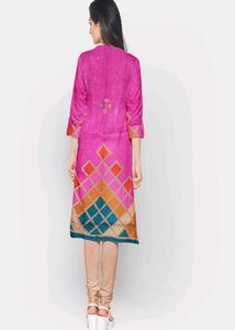 Pink Printed Kurta Unstitched