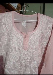 Pink Chikankari Short Kurti