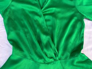 Zara Green Satin Wrap Top