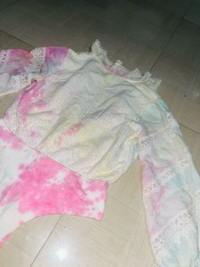 Pastel Tie-Dye Lace Bodysuit