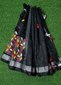 Leaf Handloom Saree - Black