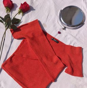 🥕Shein Carrot Wrap Off Shoulder Top 🥕