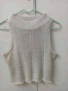 White Shimmer Sleeveless Top
