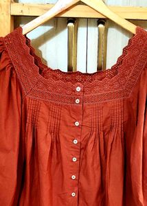 Designer Embroidery Work Cotton Top Size-42