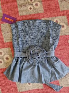 Denim peplum tube top (New)
