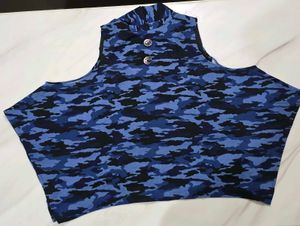 Blue Camo Sleeveless Top