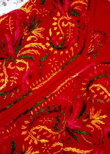 Handwork Chickenkari Red Embroidered Kurta