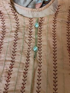 Peach Embroidered Kurti