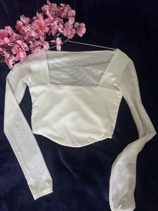Corset Top With Mesh Sleeves