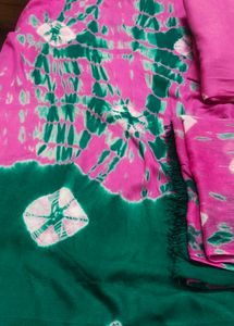 bandhni tie and dye Pink &amp; Green Dress