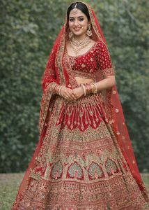 Red Embroidered Lehenga Choli