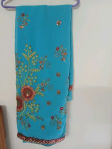 Casual Saree With Chumky Work Unused