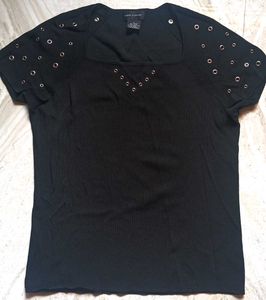 Black Square Neck Top