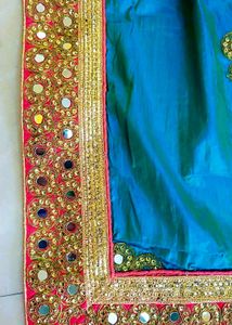 Gorgeous Mirror Work Saree with Blouse