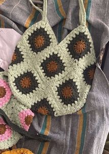 Crochet Granny Square Tote Bag