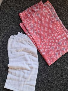 Pink and White Summer Namazi Dupatta Combo Set