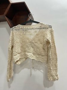 Beige Crochet Crop Top