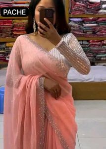 Elegant Red Sequin Saree