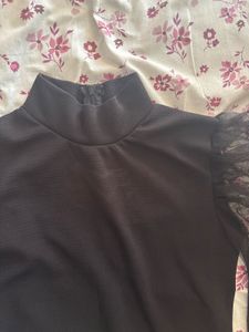Black Top with Mesh Sleeves