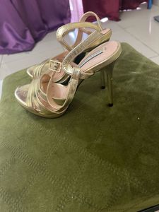 Zara Gold Strappy Heels - Size 7