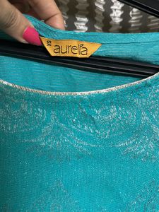 Sea Green Kurta With Silver Self fabric embroidery