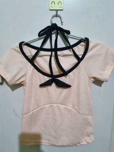 Korean Cute Pink Sailor Tie Up Back Top