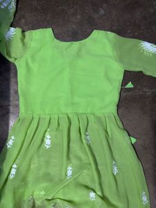 Green Chikankari Short Kurta