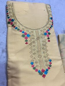 Rani Colourful Thread Work Contrasted Duppta Green