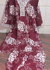 Floral Maroon Kurti Set Xxl