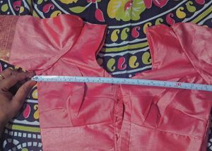 Pink Saree with Gold Border