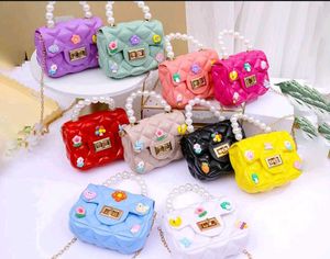 Cute Kids Pearl Handle Sling Bag with Cartoon &amp; Fl