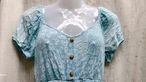 Aqua Floral Button-Down Dress