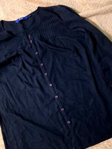 Black Button-Down Top