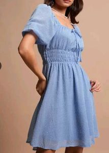 Tokyo Talkies Blue Puff Sleeve Mini Dress