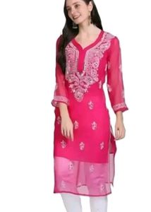 Pink Embroidered Kurti