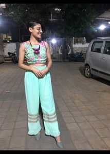 Light Blue Crop Top With Plazzo