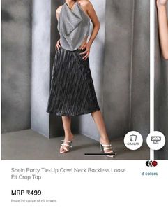 Shein Silver Cowl Neck Crop Top