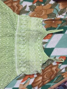 Green Embroidered Tank Top kurti to