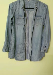 Cotton Blend Denim Coat