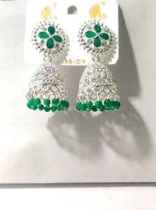 Green Jhumka Earrings