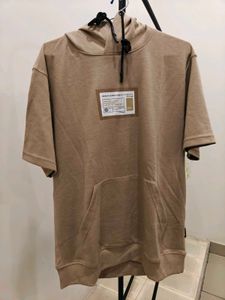 Beige Short Sleeve Hoodie