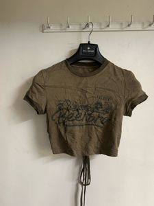 Olive Graphic Crop Top