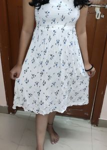 White Cute Floral Beach Dress