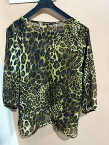 Animal Print Sheer Top