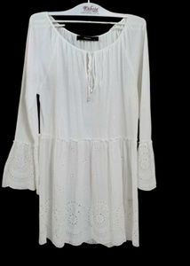 White Dress with Eyelet Details