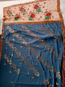 Best Quality Work Saree With Net Pallu