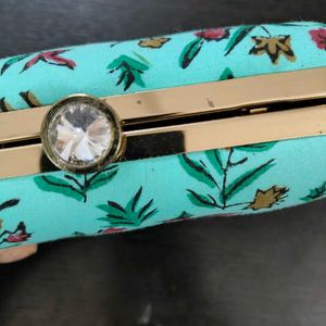 Brand New Sea Green animal Printed Clutch