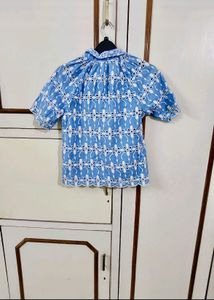 Blue Embroidered Top