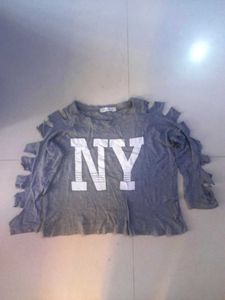 NY Graphic Cutout Sleeve Tee
