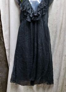 19318. Elegant Grey Ruffled Dress